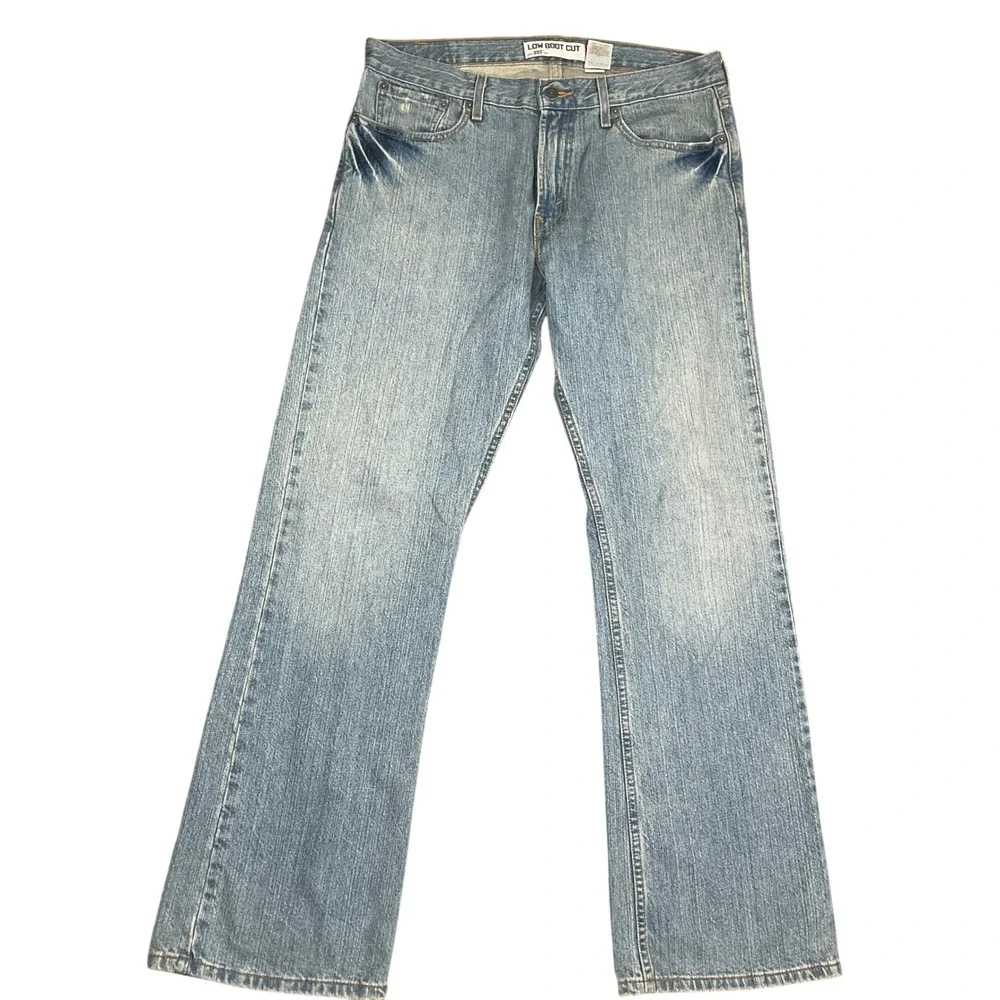Levi's 527 Jeans Men W34 L32 Light Blue Low Boot Cut Distressed Denim Retro 90s